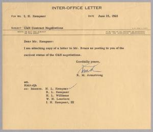 [Letter from R. M. Armstrong to I. H. Kempner, June 25, 1965]