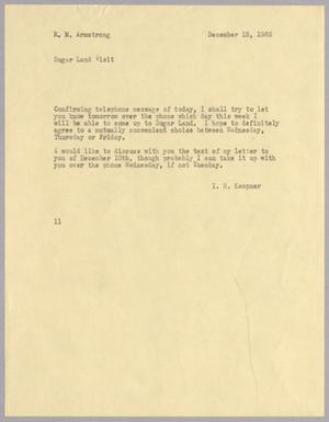 [Letter from I. H. Kempner to R. M. Armstrong, December 13, 1965]