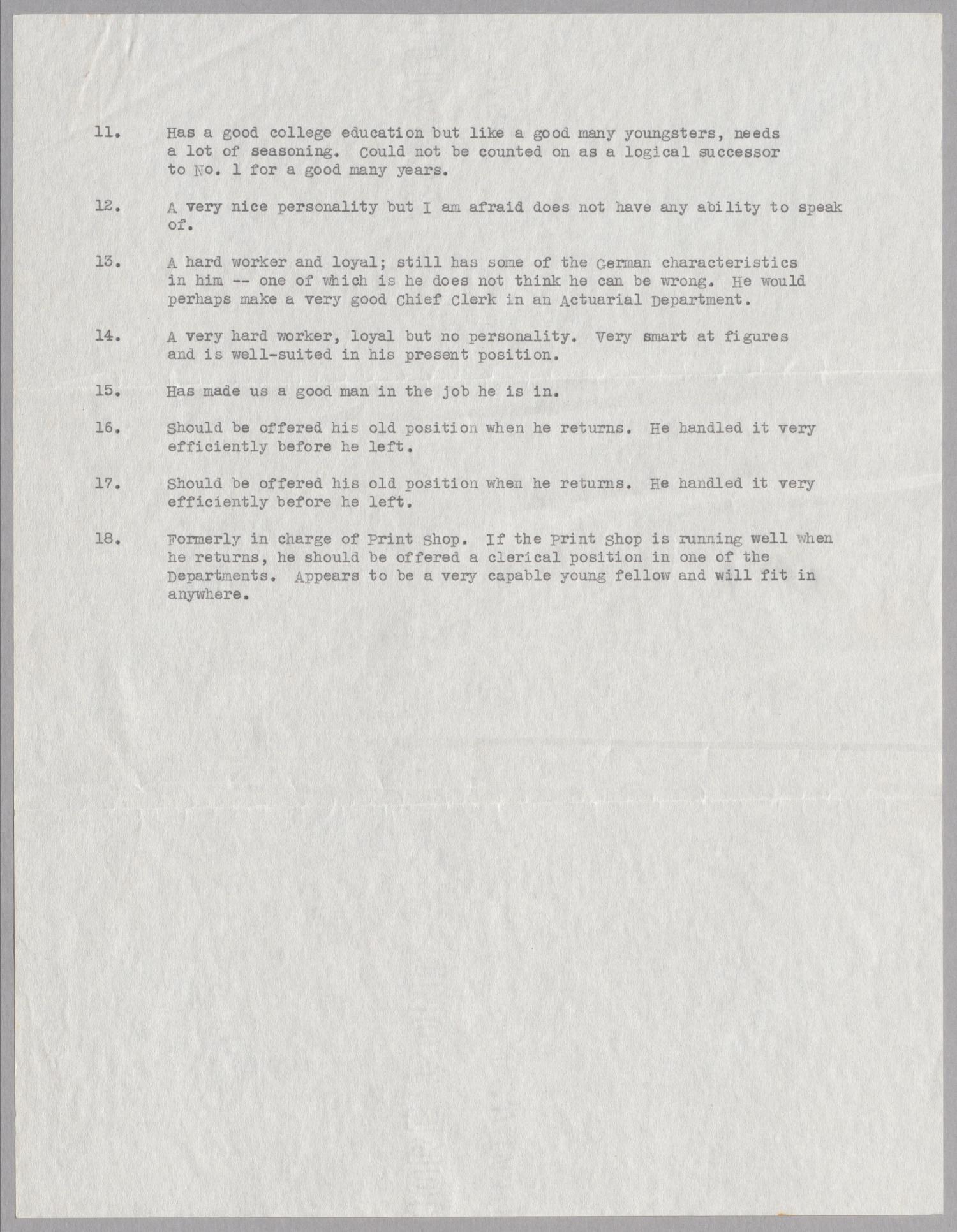 [List of Recommendations, March 27, 1944]
                                                
                                                    [Sequence #]: 3 of 6
                                                