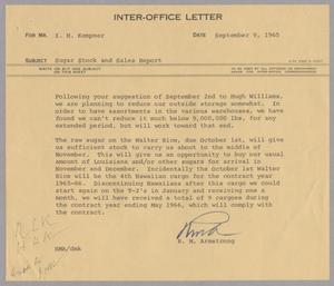 [Letter from R. M. Armstrong to I. H. Kempner, September 9, 1965]
