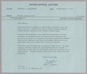 [Letter from Thomas L. James to Harris L. Kempner, February 5, 1973]