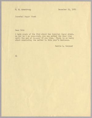 [Letter from Harris L. Kempner to R. M. Armstrong, December 23, 1965]