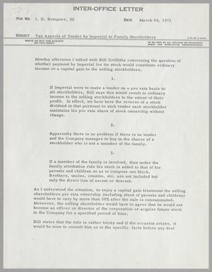 Primary view of object titled '[Letter from Roy P. Bennett to I. H. Kempner, III, March 24, 1971]'.