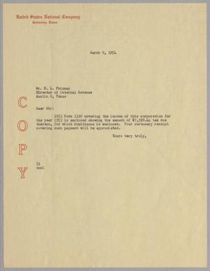 [Letter from R. I. Mehan to R. L. Phinney, March 9, 1954]