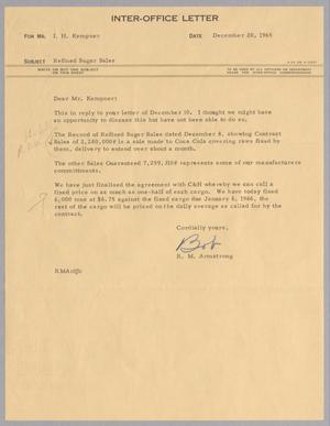Primary view of object titled '[Letter from R. M. Armstrong to I. H. Kempner, December 20, 1965]'.