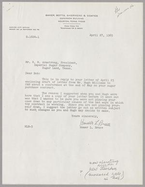 Primary view of object titled '[Letter from Homer L. Bruce to R. M. Armstrong, April 27, 1965]'.