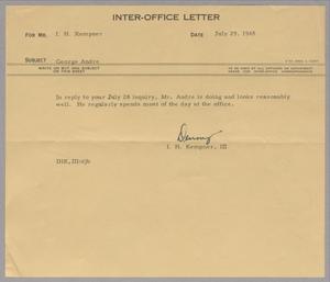 [Letter from I. H. Kempner, III to I. H. Kempner, July 29, 1965]