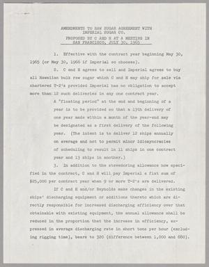 [Amendments to Raw Sugar Agreement with Imperial Sugar Company, July 30, 1965]