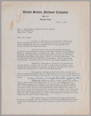 [Letter from Daniel W. Kempner to J. Ross Dunn, July 7, 1955]