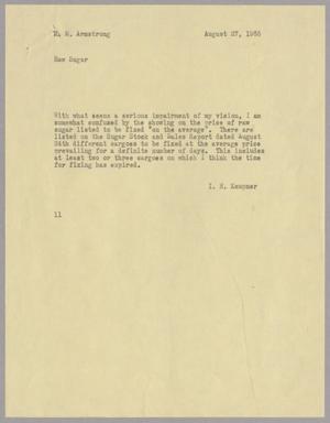 Primary view of object titled '[Letter from I. H. Kempner to R. M. Armstrong, August 27, 1985]'.