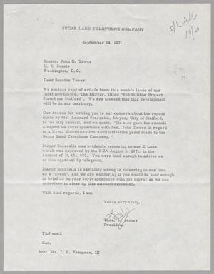 Primary view of object titled '[Letter from Thomas L. James to Senator John G. Tower, September 24, 1971]'.