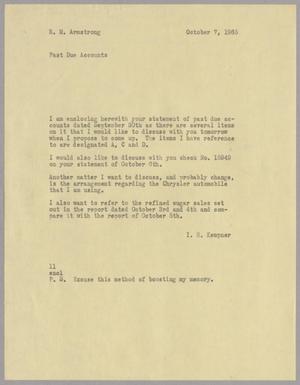 [Letter from I. H. Kempner to R. M. Armstrong, October 7, 1965]