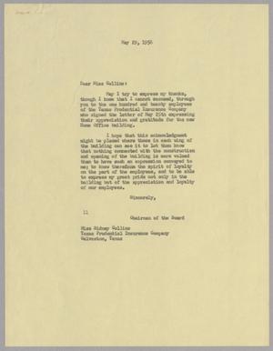 [Letter from I. H. Kempner to Sidney Collins, May 29, 1956]