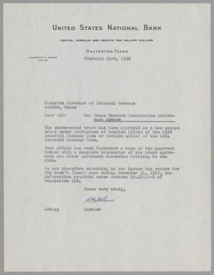 Primary view of object titled '[Letter from Lawrence B. Adams, February 23, 1956]'.