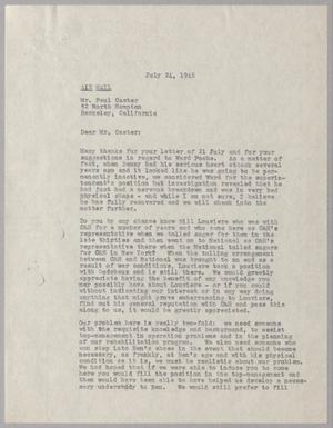 [Letter from I. H. Kempner, Jr. to Paul Caster, July 24, 1946]