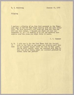 Primary view of object titled '[Letter from I. H. Kempner to R. M. Armstrong, January 22, 1965]'.