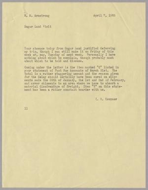 Primary view of object titled '[Letter from I. H. Kempner to R. M. Armstrong, April 7, 1965]'.