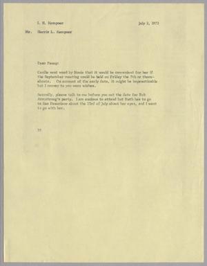 Primary view of object titled '[Letter from Harris L. Kempner to I. H. Kempner, III, July 2, 1973]'.