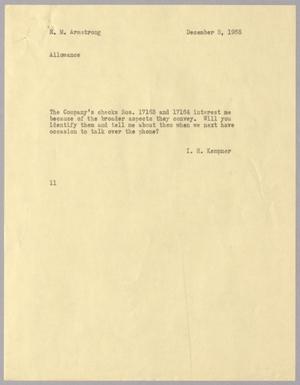 [Letter from I. H. Kempner to R. M. Armstrong, December 3, 1965]