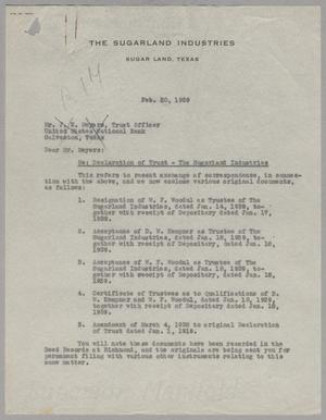 [Letter from G. D. Ulrich to Mr. J. E. Meyers, February 20, 1939]