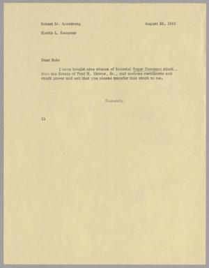 Primary view of object titled '[Letter from H. L. Kempner to R. M. Armstrong, August 20, 1965]'.