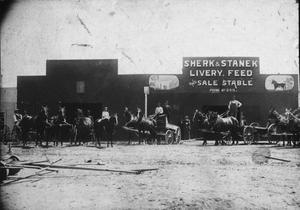 Primary view of object titled '[Photograph of Livery and Feed Stable]'.