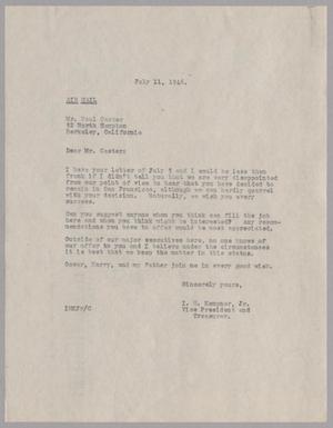 [Letter from I. H. Kempner, Jr. to Paul Caster, July 11, 1946]