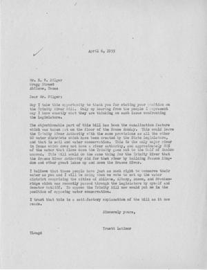 [Letter from Truett Latimer to E. W. Bilger, April 6, 1955]