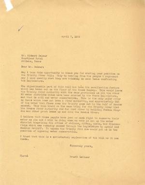 Primary view of object titled '[Letter from Truett Latimer to Richard Balzer, April 7, 1955]'.