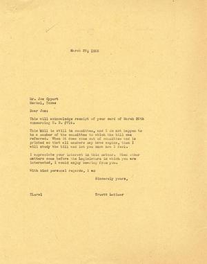 [Letter from Truett Latimer to Joe Cypert, March 28, 1955]