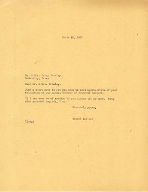 [Letter from Truett Latimer to Mr. and Mrs. Jerry Crowley, March 29, 1955]