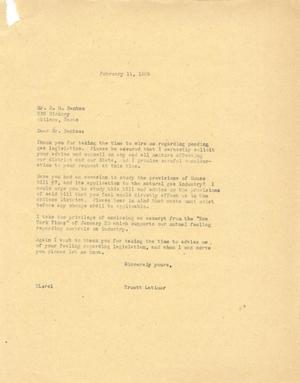 [Letter from Truett Latimer to O. M. Bantau, February 11, 1955]