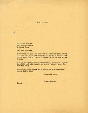 [Letter from Truett Latimer to M. C. Bessire, April 4, 1955]