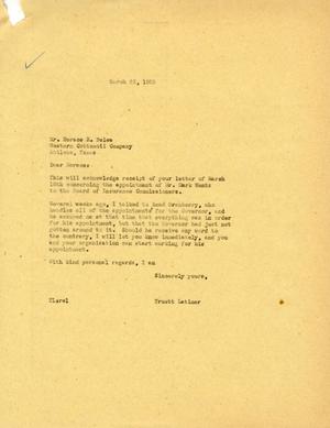 [Letter from Truett Latimer to Horace R. Belew, March 23, 1955]