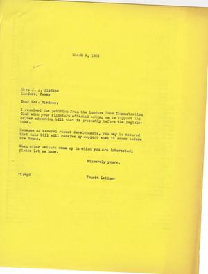 [Letter from Truett Latimer to Mrs. J. J. Bledsoe, March 9, 1955]