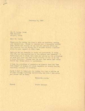 [Letter from Truett Latimer to T. Berney Blain, February 11, 1955]