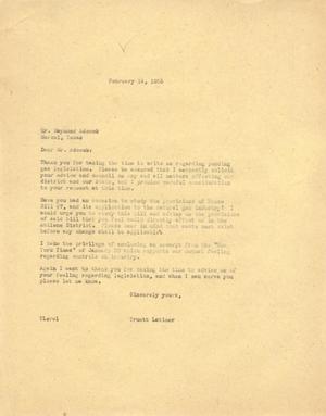 [Letter from Truett Latimer to Raymond Adcock, February 14, 1955]