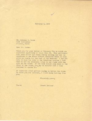 [Letter from Truett Latimer to Dr. Coleman C. Burns, February 6, 1955]