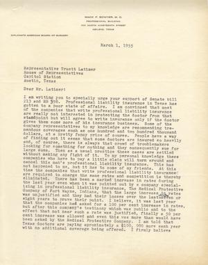 [Letter from Mack F. Bowyer to Truett Latimer, March 1, 1955]