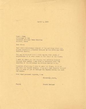 [Letter from Truett Latimer to Byrd & Shaw, April 4, 1955]