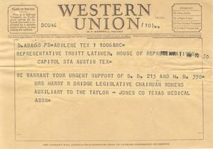 [Letter from Mrs.  Harry R. Bridge to Truett Latimer, March 1, 1955]