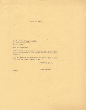 [Letter from Truett Latimer to W. D. Boydstun, March 29, 1955]