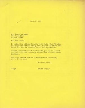 [Letter from Truett Latimer to Mrs. Lester L. Barry, March 8, 1955]
