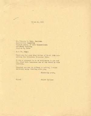 [Letter from Truett Latimer to Francis G. Bray, March 18, 1955]