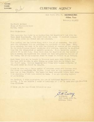 [Letter from T. H. Curry to Truett Latimer, February 10, 1955]