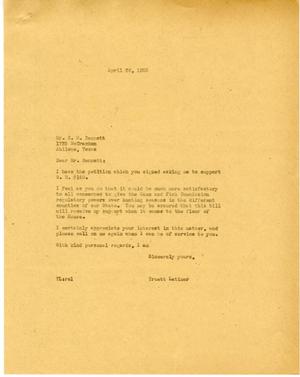 [Letter from Truett Latimer to R. M. Bennett, April 26, 1955]