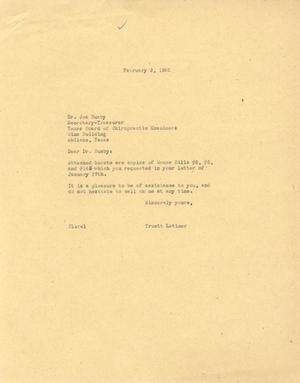 [Letter from Truett Latimer to Joe Busby, February 2, 1955]