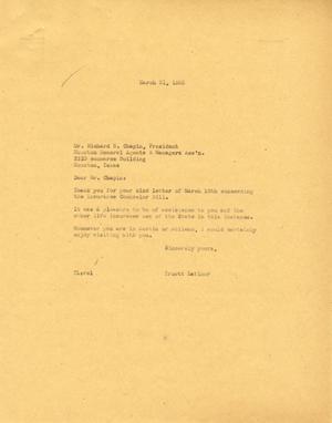Primary view of object titled '[Letter from Truett Latimer to Richard N. Chapin, March 31, 1955]'.