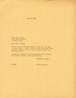 [Letter from Truett Latimer to Mrs. Vera Cordle, May 24, 1955]