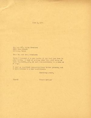 [Letter from Truett Latimer to Mr. and Mrs. Alvin Crawford, June 6, 1955]